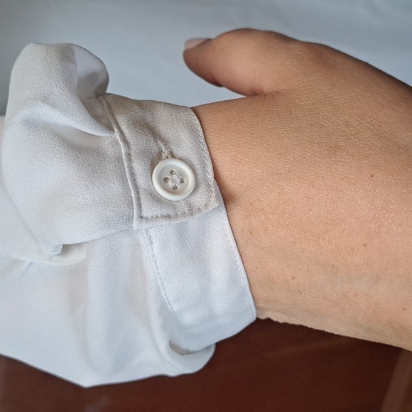 Tacera womans size Medium 3/4 sleeve dress shirt gold zip front lightweight - Picture 5 of 8